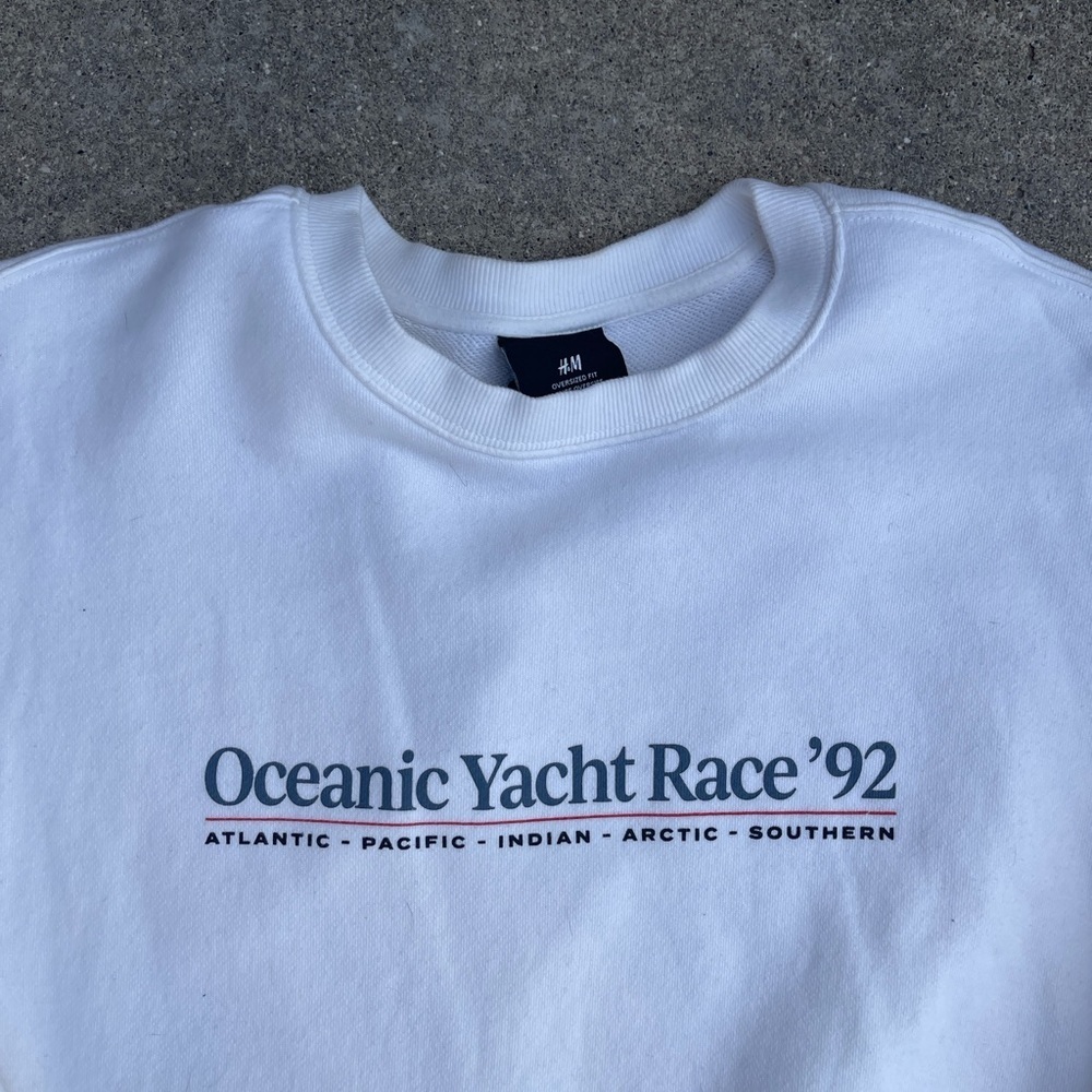 H&M vintage men's oceanic yacht race ‘92 oversized crew -size medium/large - Picture 3 of 5